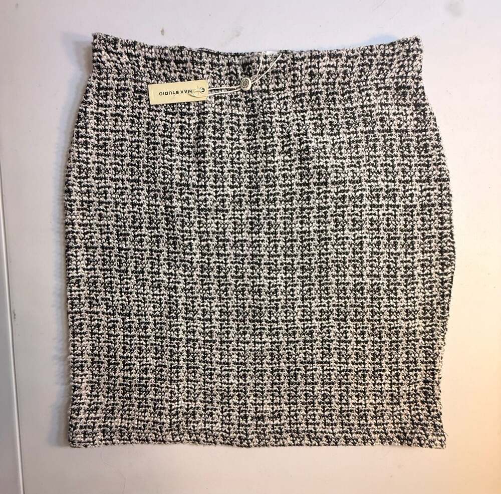 Max Studio Womens‎ Black White Knit Tweed Mini Skirt 2708K16 Size Large NWT